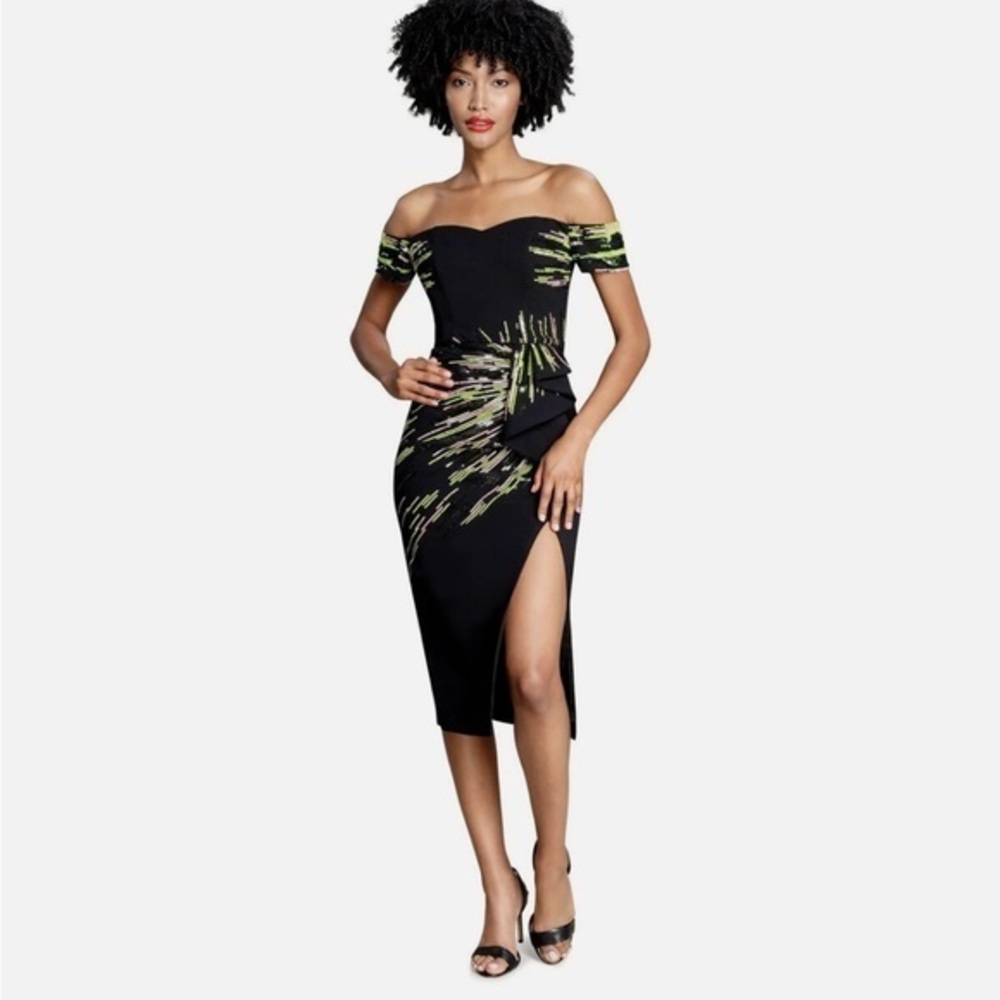 NWT - Dress the Population - Neon Sequin Dress - Size XS